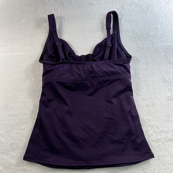 Lands End Sz 2 Tankini Top Swimsuit Underwire Purple Twist Front Adjustable Swim - Picture 6 of 11
